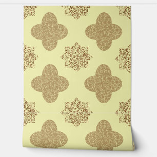 Papier peint arabesque floral marron