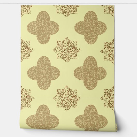 Papier peint arabesque floral marron (Déroulement)