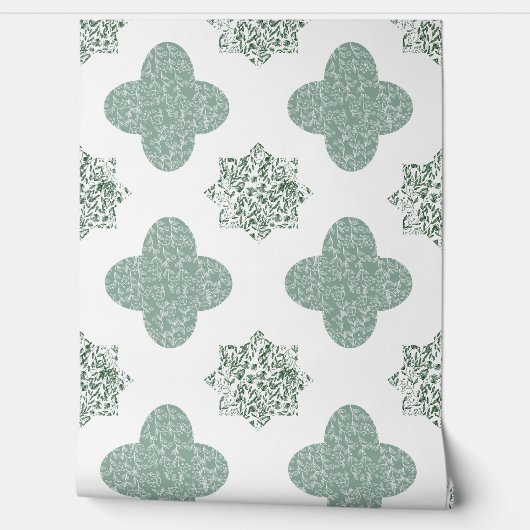 Papier peint arabesque floral vert (Déroulement)
