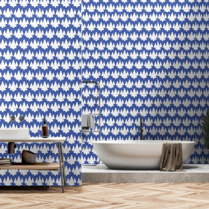 Papier Peint Arbres Blancs Sur Accent Bleu