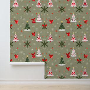 Papier Peint Arbres de Noël et Motif Festif