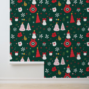 Papier Peint Arbres de Noël Whimsical et Snowmen