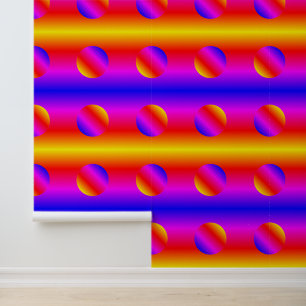 Papier Peint Arc-en-ciel Couleur néon bande et cercles Motif d'