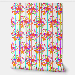Papier Peint Arc-en-ciel Étoiles Rayures Traditionnels Enfants