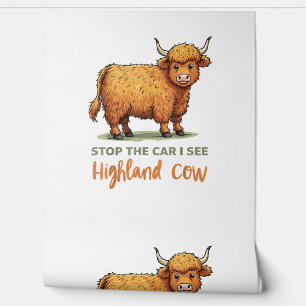 Papier Peint Arrêtez La Voiture Voir Fluffy Cow Highland Cow Lo