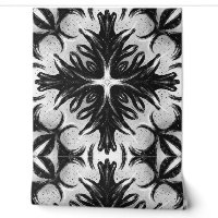 Art Abstrait Gothique Floral Noir Et Blanc