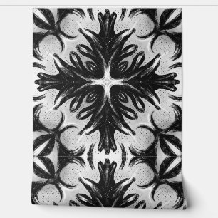 Papier Peint Art Abstrait Gothique Floral Noir Et Blanc