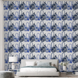 Papier Peint Art aquarelle des cygnes bleus