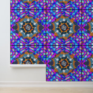 Papier Peint Art de mandala floral coloré abstrait et ensoleill