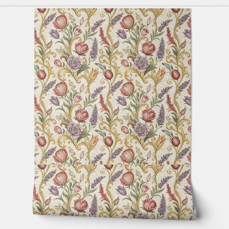 Papier Peint Art de motif de défilement floral vintage français