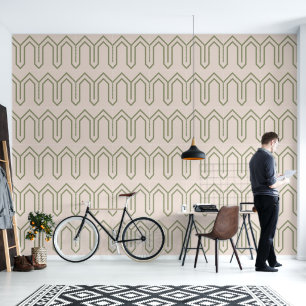 Papier Peint Art Déco Motif 05 - Camouflage vert sur blanc