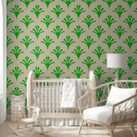 Art Déco Motif 2002 - Vert forêt sur blanc cassé
