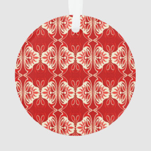 Papier peint Art Déco motif - rouge et blanc
