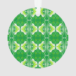 Papier peint Art Déco motif - vert et blanc