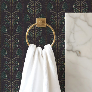 Papier Peint Art Déco Vert Émeraude Et Noir 