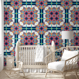 Papier Peint Art Islamique Géométrie Abstraite aux Couleurs Dou