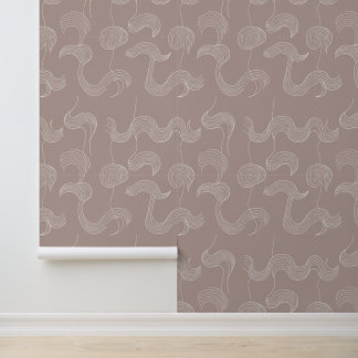 Papier Peint Art minimaliste de ligne Wavy sur Mauve