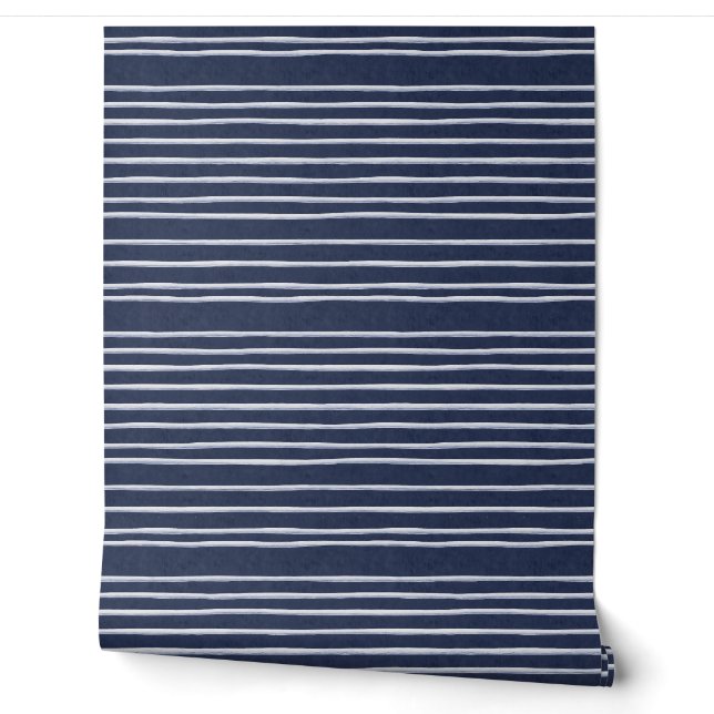 Papier Peint Artisan Lines : Gras Navy strié (Déroulement)