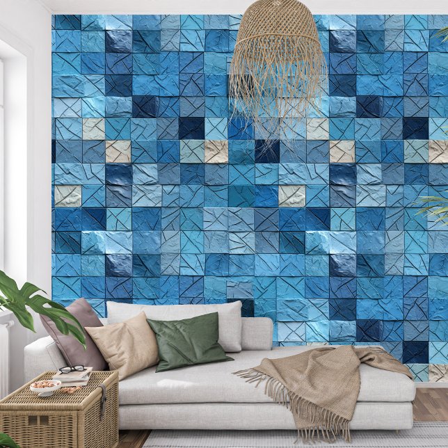 Papier Peint Artistic marine bleu indigo collage papier texture (Artistic navy blue indigo collage paper texture wallpaper)