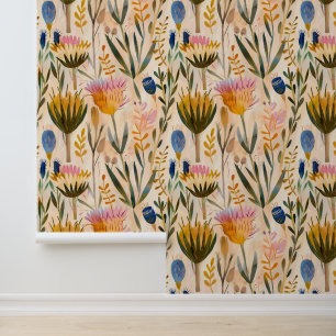 Papier Peint Arts et artisanat fleur sauvage et chardon écossai