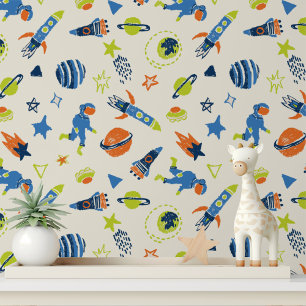 Papier Peint Astronaute spatial coloré Motif moderne pour enfan