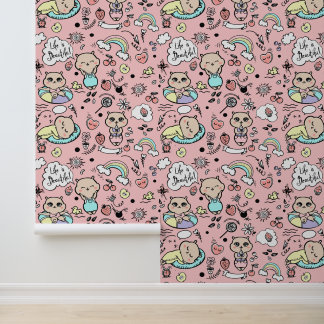 Papier peint au design moderne, dessin humoristiqu