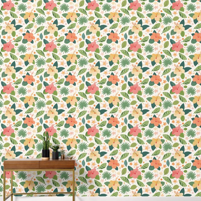 papier peint aux fleurs tropicales colorées (Couloir)