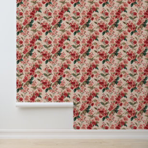 Papier Peint Azalée rose vintage motif floral - Classique