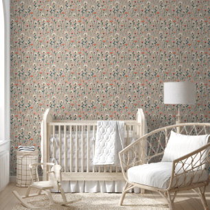 Papier Peint Baby Girl Nursery Whimsical Boho Fleur sauvage Dai