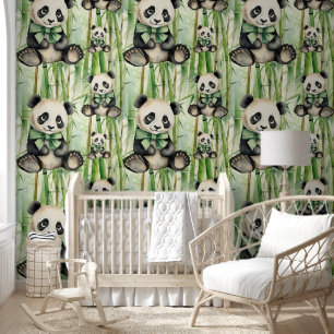 Papier Peint Baby Panda personnalisées Bamboo Jungle