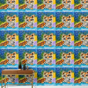 Papier Peint Baby Tiger Art par Enfants