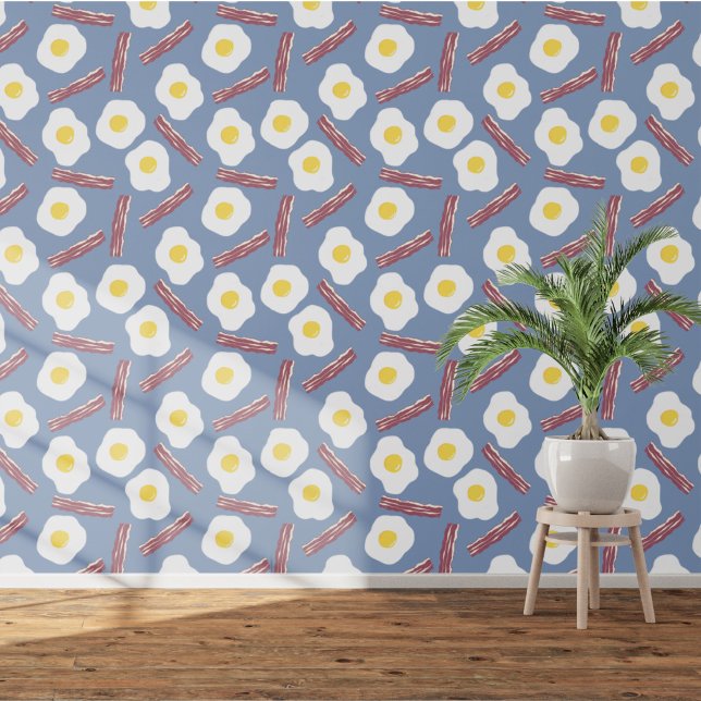 Papier Peint Bacon et oeuf (Fun bacon and egg food themed wallpaper)