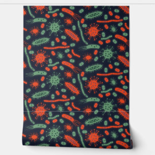 Papier Peint Bactérie lumineuse Microorganisme vert rouge