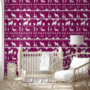 Papier Peint Balayage nordique Animaux d'hiver Français Plum Ro