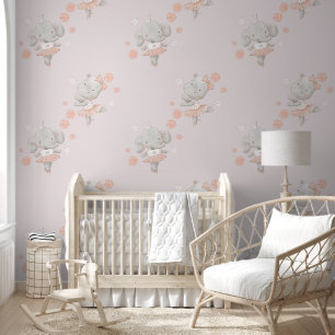 Papier Peint Ballerina mignonne Animaux sur rose