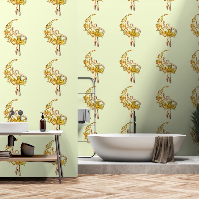Papier Peint Ballerine Dorée (Salle de bain)
