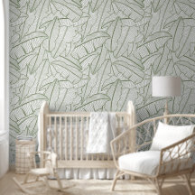 Banane tropicale Feuille Line Art Sage Green