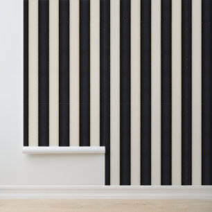 Papier Peint Bandes blanches noires et antiques