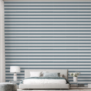 Papier Peint Bandes horizontales larges bleues et blanches pous