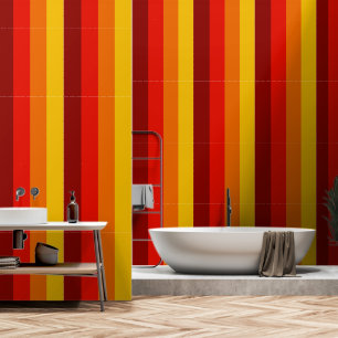 Papier Peint Bandes rétro rouge orange jaune