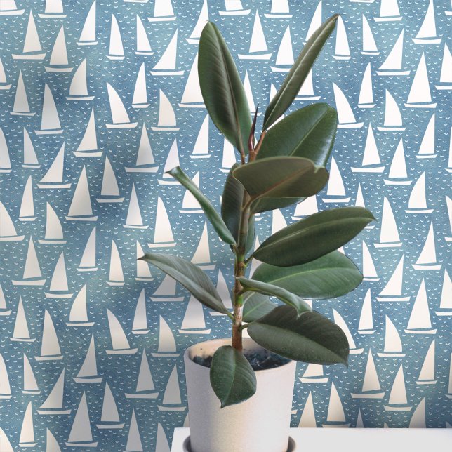 Papier Peint Bateau à voile côtier bleu et blanc (Créateur téléchargé)