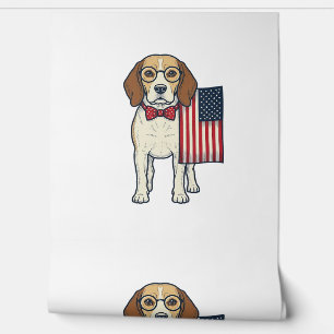 Papier Peint Beagle patriotique avec drapeau vintage vector art