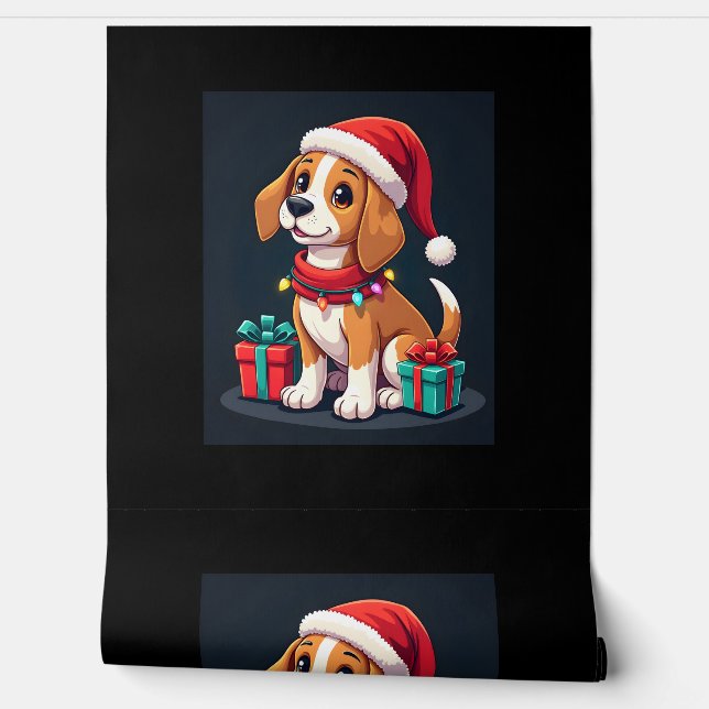 Papier Peint Beagle Xmas Éclairage Père Noël Beagle Chien Noël  (Déroulement)