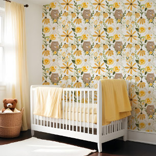 Papier Peint Bear mignonne et miel doux Abeille Fleur sauvage j