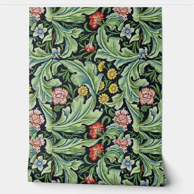 Papier Peint Beau motif Floral Vert Jaune Rouge Bleu (Déroulement)