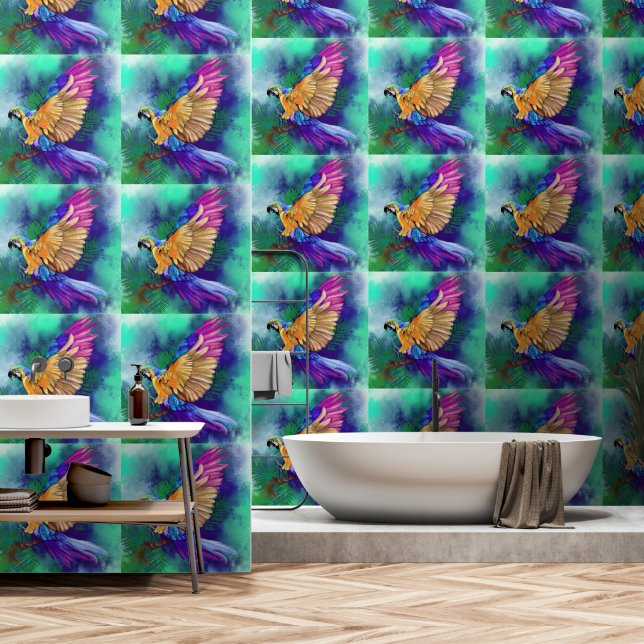 Papier Peint Beau perroquet couleur (Salle de bain)