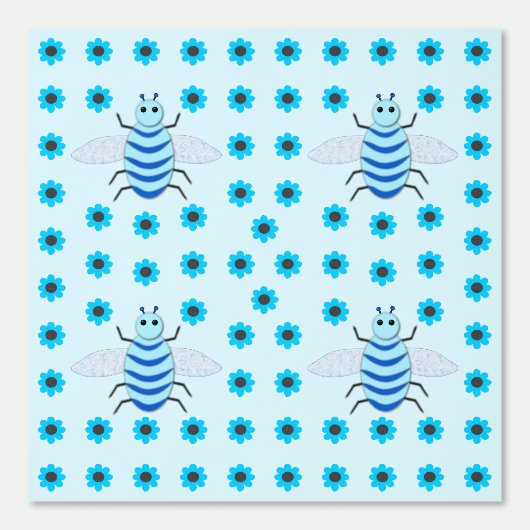 Papier Peint Bébé Bleu mignon Bee Patterned (Recto)