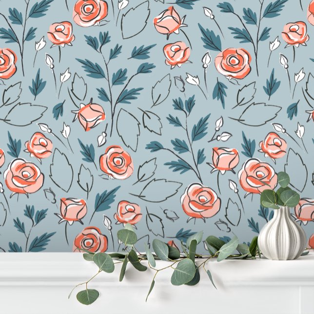 Papier Peint Bébé bleu rose mignonne fille Floral (Créateur téléchargé)