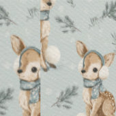 Papier Peint Bébé Cerf d'Hiver avec Cache-Oreilles Flocons de N (Couture)