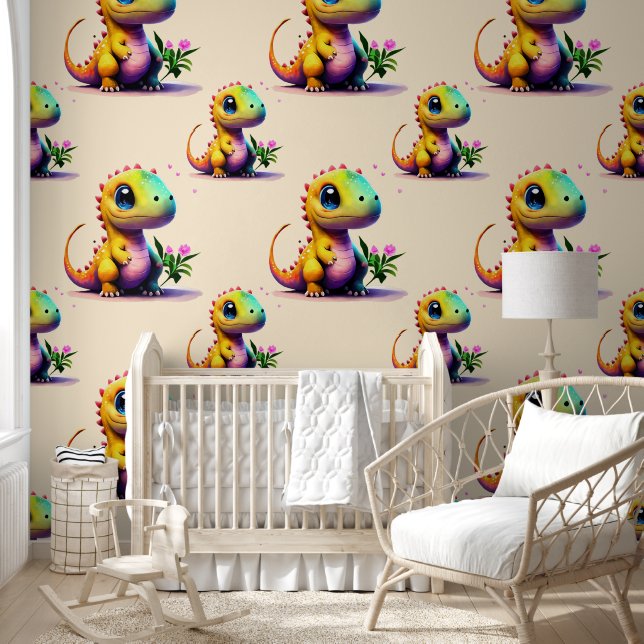 Papier Peint Bébé Dinosaure T-Rex Mignon (Enfants)